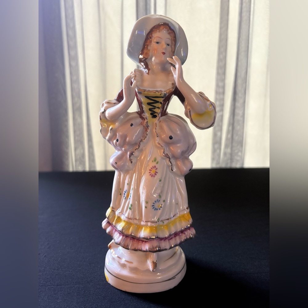 Vintage Hand Painted Porcelain Victorian Lady Figurine Delicate by Fern Japan